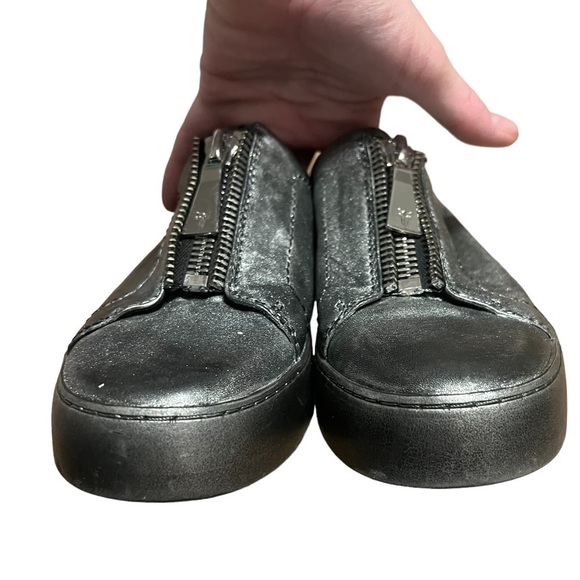 Frye Lena black metallic low top zip up leather sneaker - Picture 7 of 10